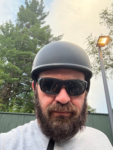 Customer photo review of Smallest lightest DOT Beanie Helmet - Flat Black / No Peak