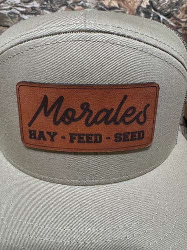 Customer photo review of Flat Bill Seven-Panel Leather Patch Hat - Richardson 168