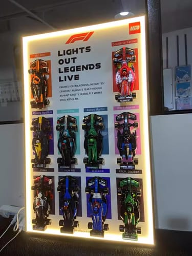 Customer photo review of LEGO™ LED Wall-Mount Frame for Speed Champions F1 10-Car Race Car – Team Edition