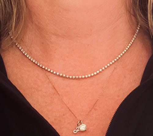 Customer photo review of 1.00ct TW Lab Grown Half Diamond Tennis Necklace in 9ct Yellow Gold