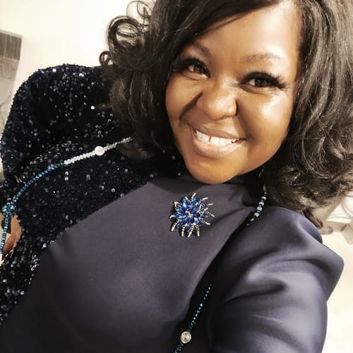 Customer photo review of Navy Sequins Velvet