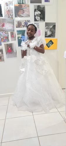 Customer photo review of Elegant Baby Girls White Sequined Mesh Princess Dress Toddler First Communion Dress