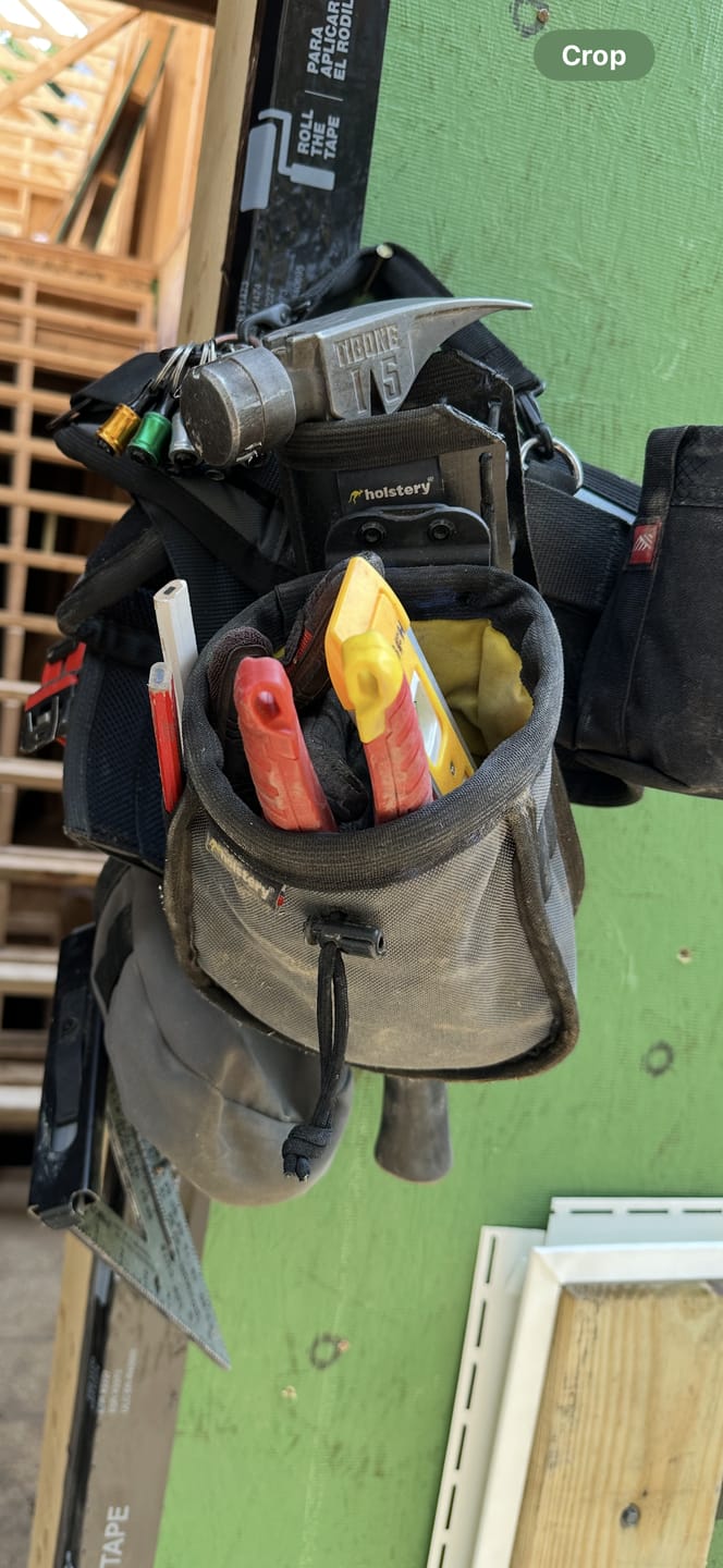 Customer photo review of Jolly Roger | Clip-On Hammer & Tool Holster
