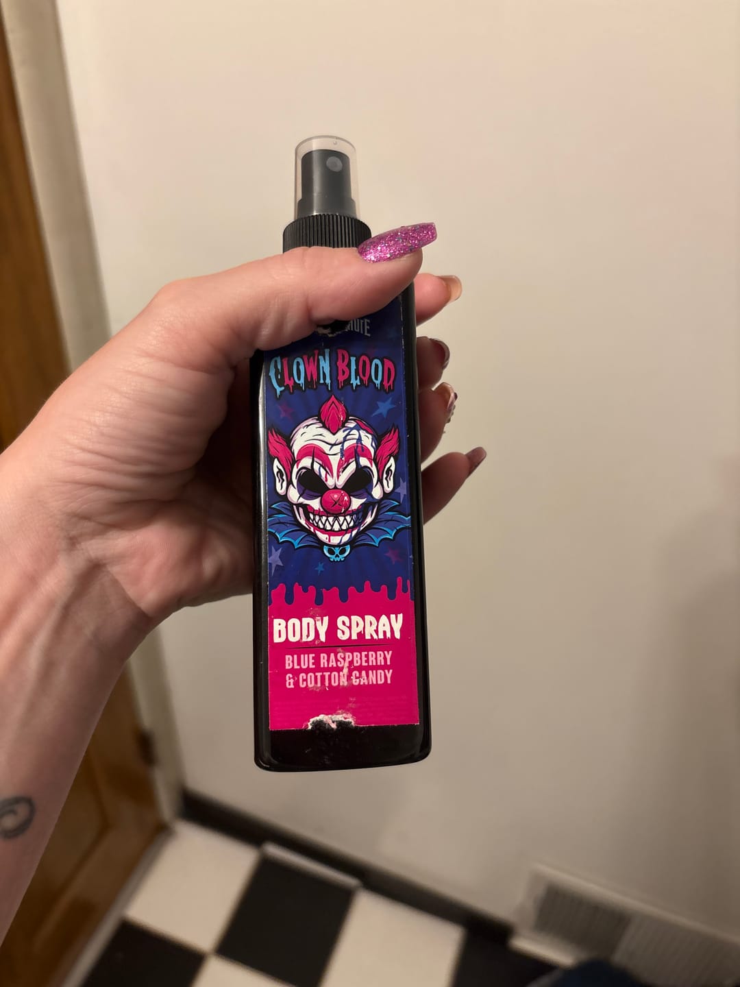 Customer photo review of Clown Blood Body Spray