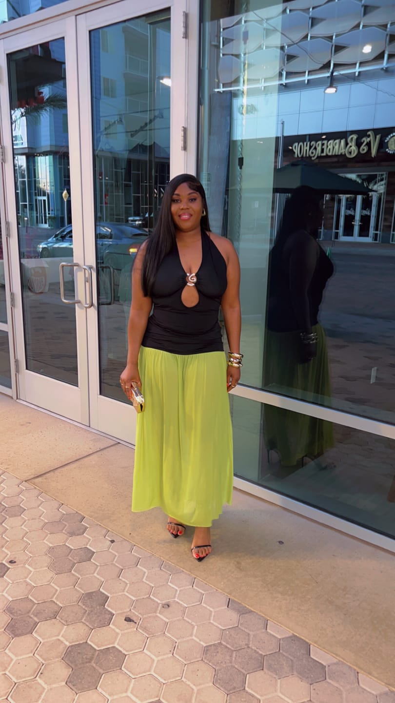 Customer photo review of "SHEER SATISFACTION" MAXI DRESS