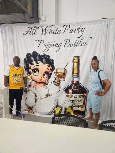 Customer photo review of Custom Fabric Backdrop for Birthday&Baby Shower&Wedding& Any Event Decorations