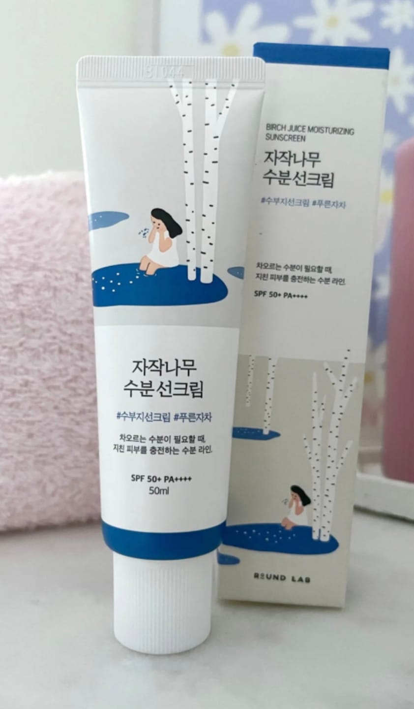 Customer photo review of Mitrinošs saules aizsargkrēms ar bērzu sulu Round Lab Birch Juice Moisturizing Sunscreen SPF50+ PA++++