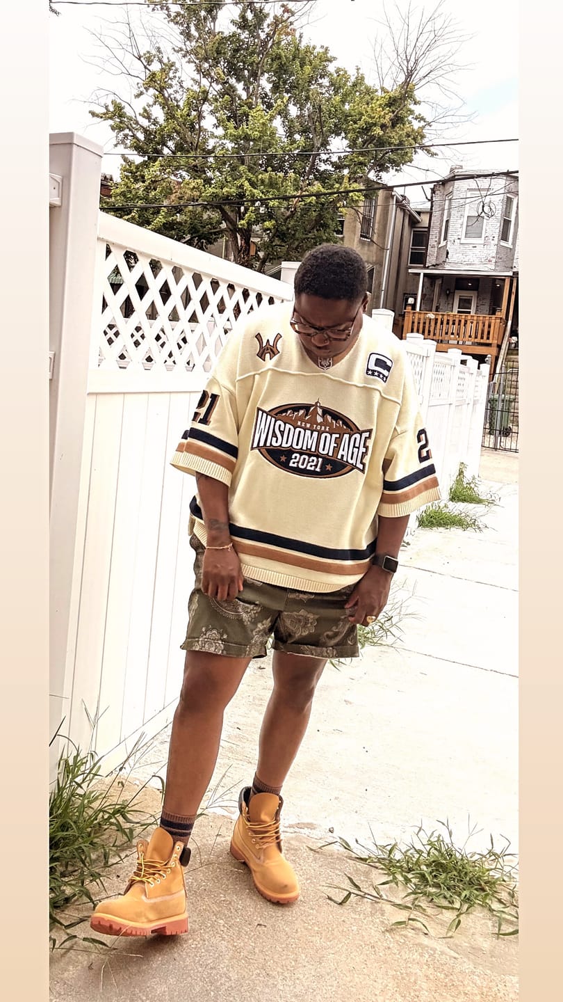 Customer photo review of Skyline Knit Football Jersey- Cream