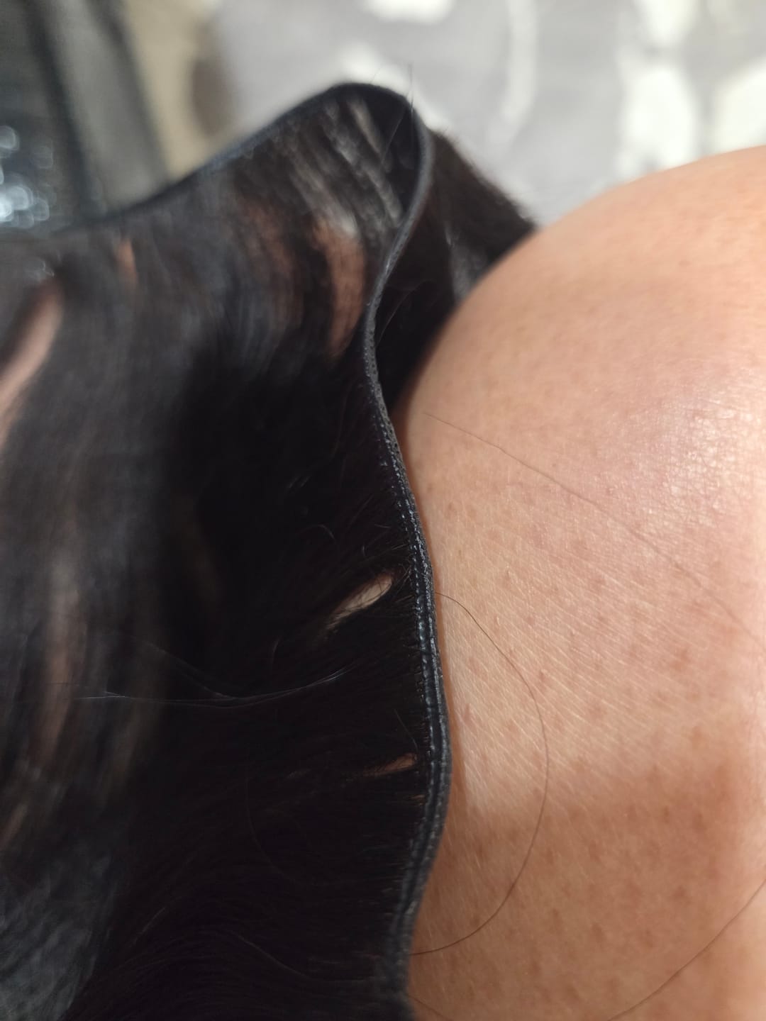 Customer photo review of Ultra Thin Genius Weft Bundle Human Hair Extensions Light Yaki