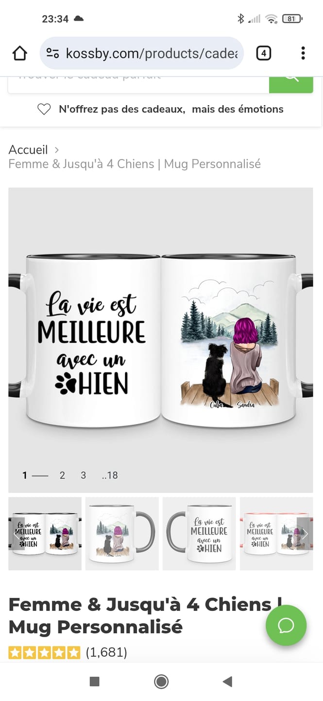 Customer photo review of Femme & Jusqu'à 4 Chiens | Mug Personnalisé