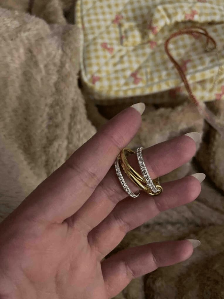 Customer photo review of Lumi Zirconia Sparkle Stacked Ring