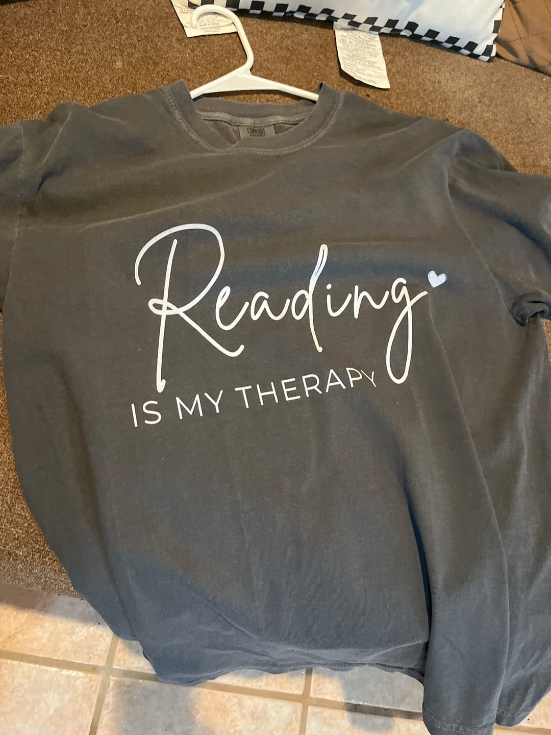 Customer photo review of Reading Is My Therapy T-shirt