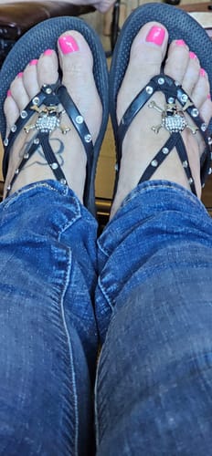 Customer photo review of Just Love Skulls Flip Flops