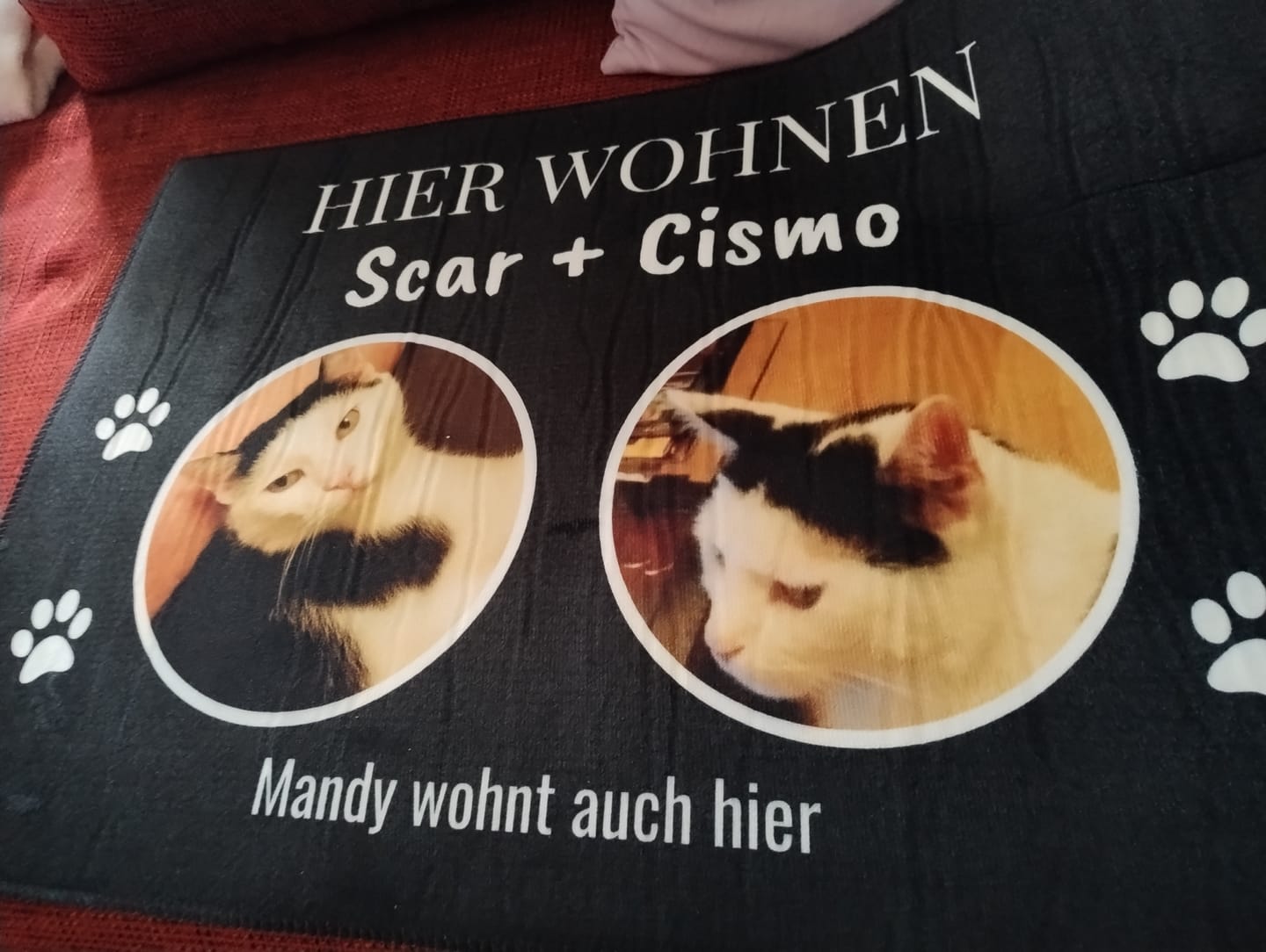 Customer photo review of Hier wohnt - Individuelle Haustier Fußmatte