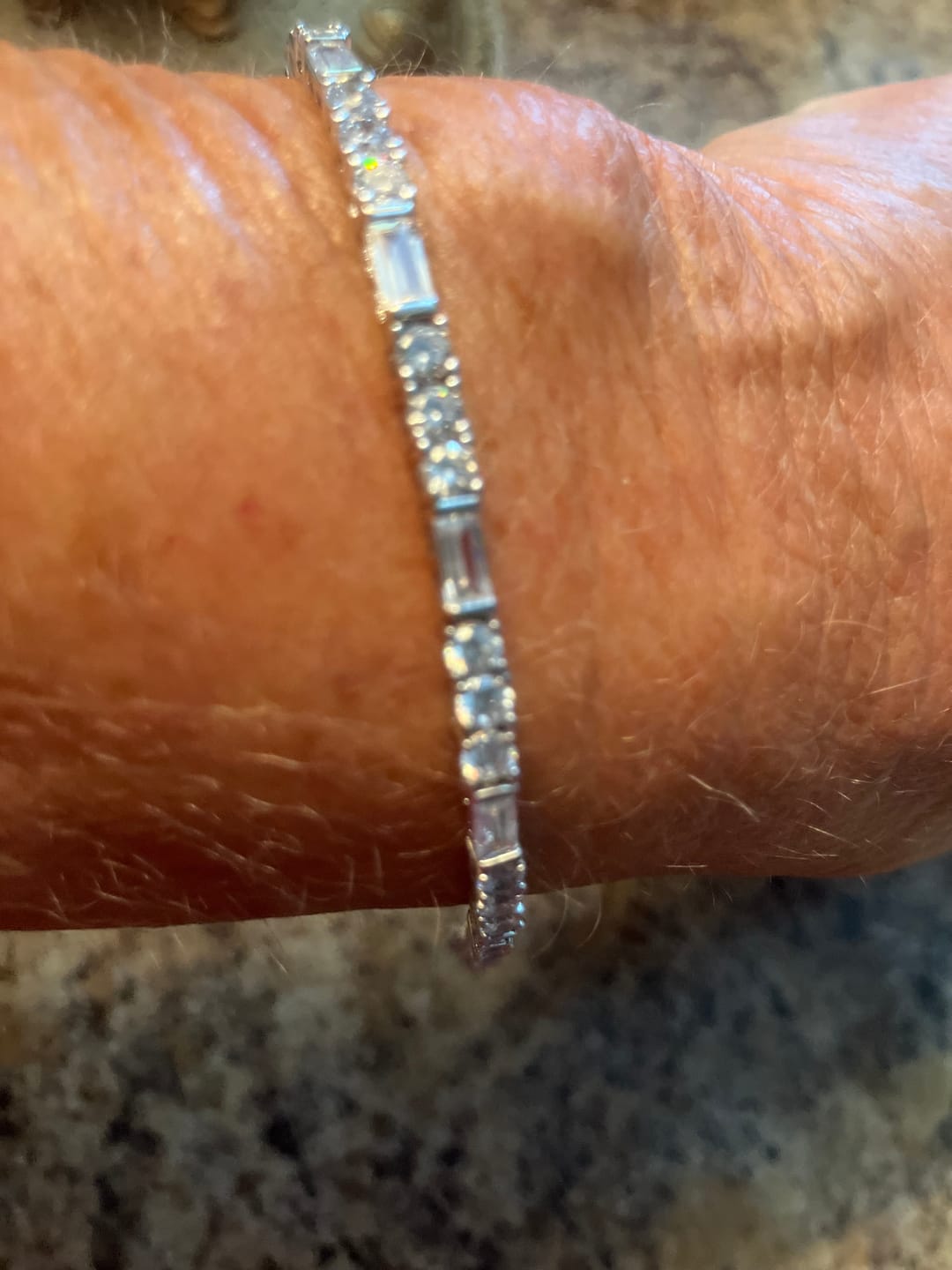 Customer photo review of Adrianna 18k White Gold Plated Tennis Bracelet with Simulated Diamond Crystals