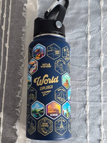 Customer photo review of Let's Wander™ World Explorer Water Bottle + Stickers