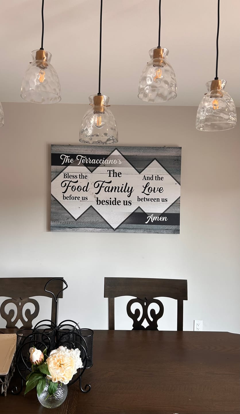 Customer photo review of Personalized "Bless The Food Family Love" Premium Canvas