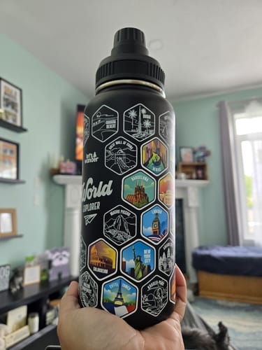 Customer photo review of Let's Wander™ World Explorer Water Bottle + Stickers