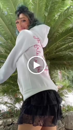 Customer video review of happy white hoodie
