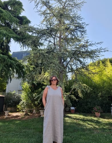 Customer photo review of Robe Laëtitia - chevron lin/coton ficelle-ivoire