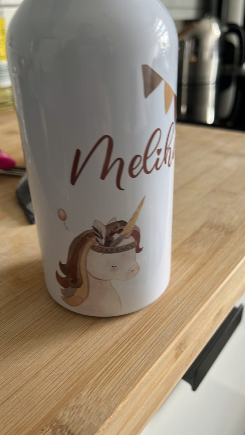 Customer photo review of Trinkflasche Kinder Edelstahl - Einhorn