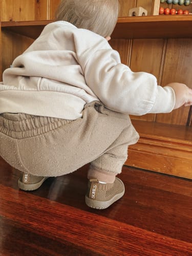 Customer photo review of SOHLS® Slip-on Toddler Shoe – Mudstone Brown