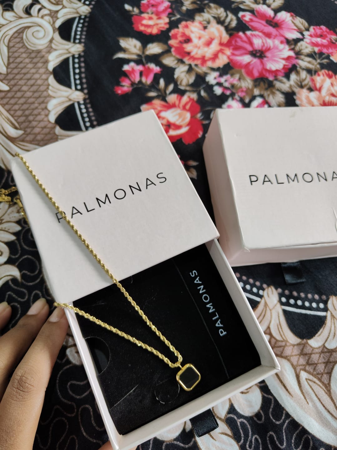 Customer photo review of Black Enamel Necklace