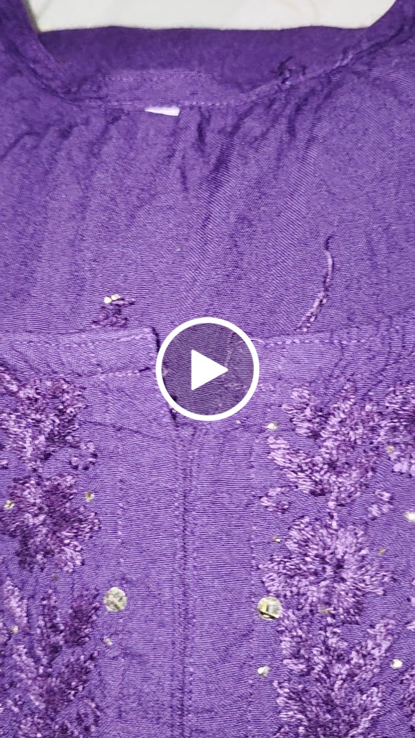 Customer video review of Purple 2 piece Rayon Mukaish set