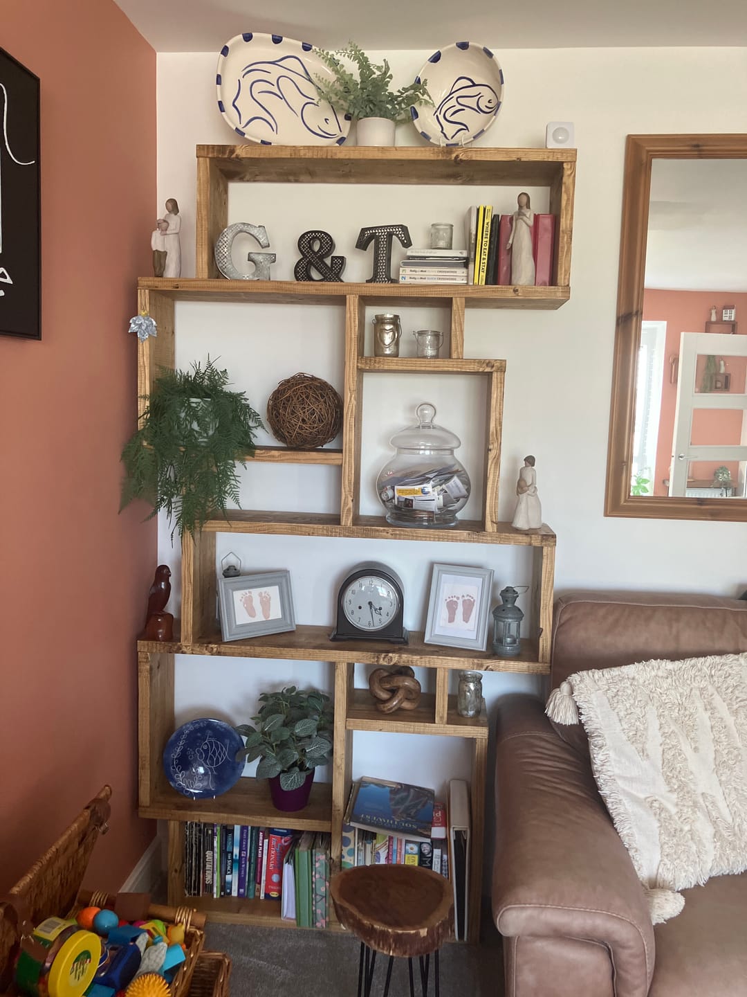 Customer photo review of Reclaimed Wood Bookcase - Rustic Shelving Unit | Scaffold Timber Furniture | Storage-  Boxes