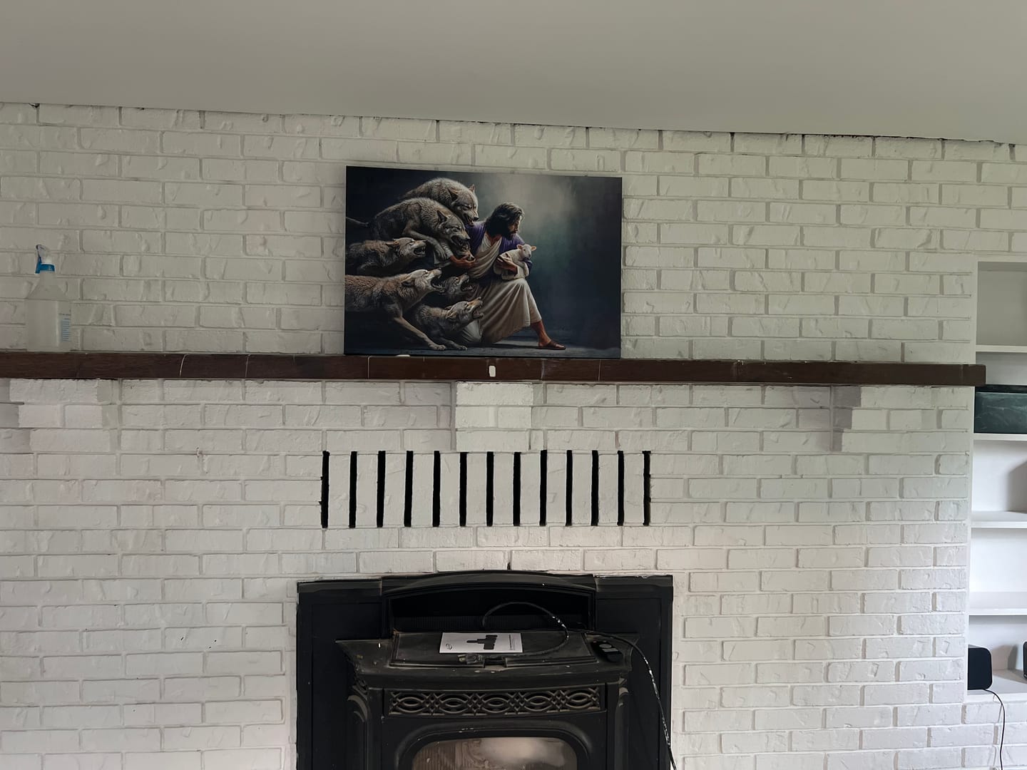 Customer photo review of Jesus Protects The Lamb From Wolves Wall Art Canvas