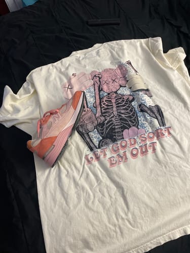 Customer photo review of "Let God Sort Em Out" T-Shirt