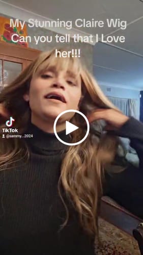 Customer video review of JBEXTENSION 20 Inches Scalpiana Hazelnut Wolf Cut 3.5X4 Hard Silky Top Natural Scalp Effect Wig With Bangs LILA HAZELNUT