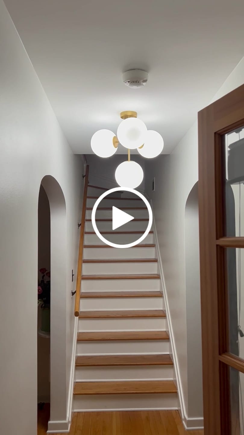 Customer video review of 4-Light Opal Glass Globe Sputnik Semi Flush Chandelier