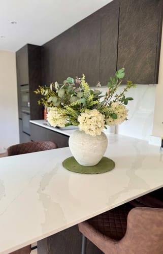 Customer photo review of Faux Arrangement - Eucalyptus & White Hydrangea
