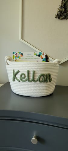 Customer photo review of Baby Knits™  Multicolor Personalized Knitted Basket