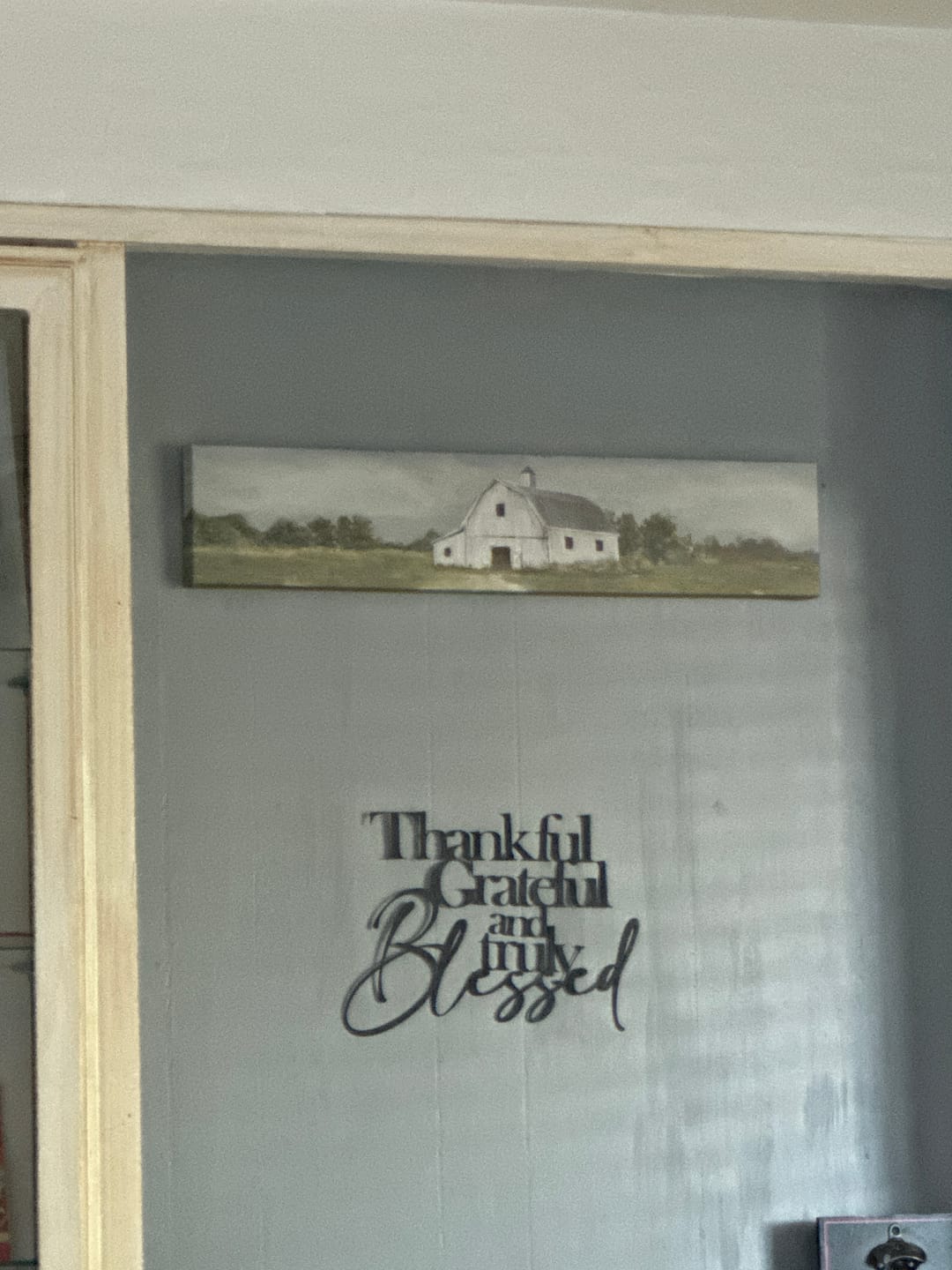 Customer photo review of Thankful Grateful Blessed Wall Art
