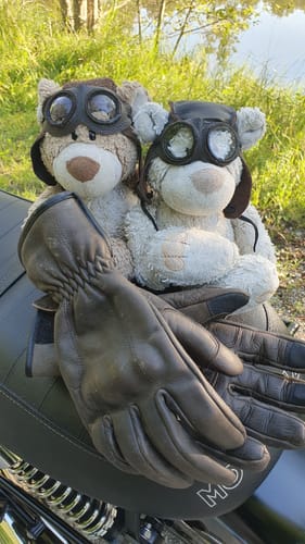 Customer photo review of 'The Original' | Retro Motorbike Gloves Gauntlet | Brown Distressed Leather