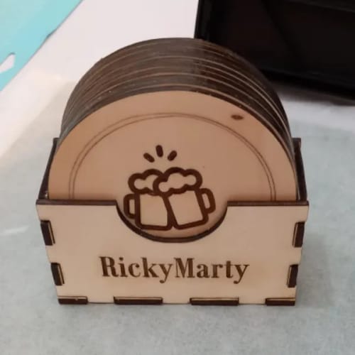 Customer photo review of Wooden round coasters box laser cut svg file