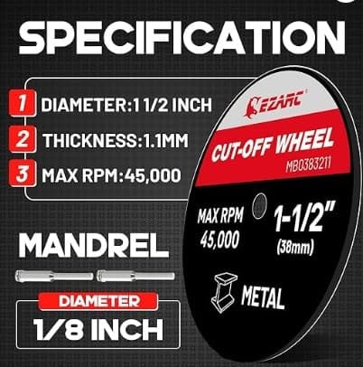 Customer photo review of 1-1/2 Fiberglass Reinforced Cutting Disc For Hardened Steel, Aluminum, Plastic