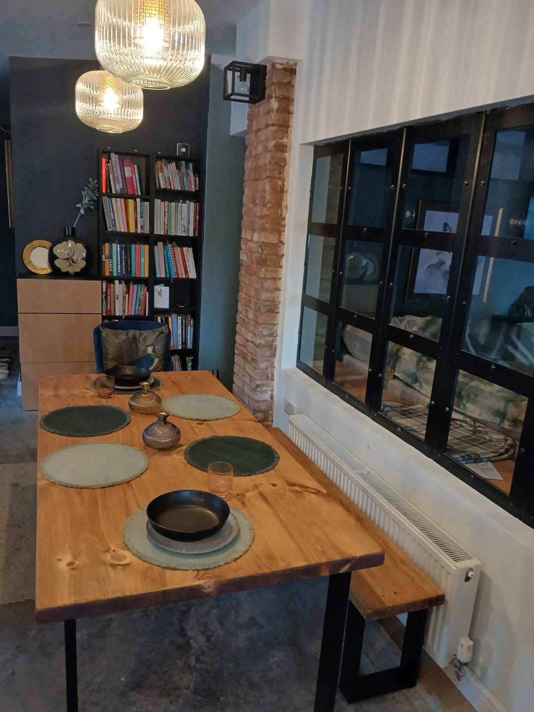 Customer photo review of Industrial Dining Table with Square Frame Leg