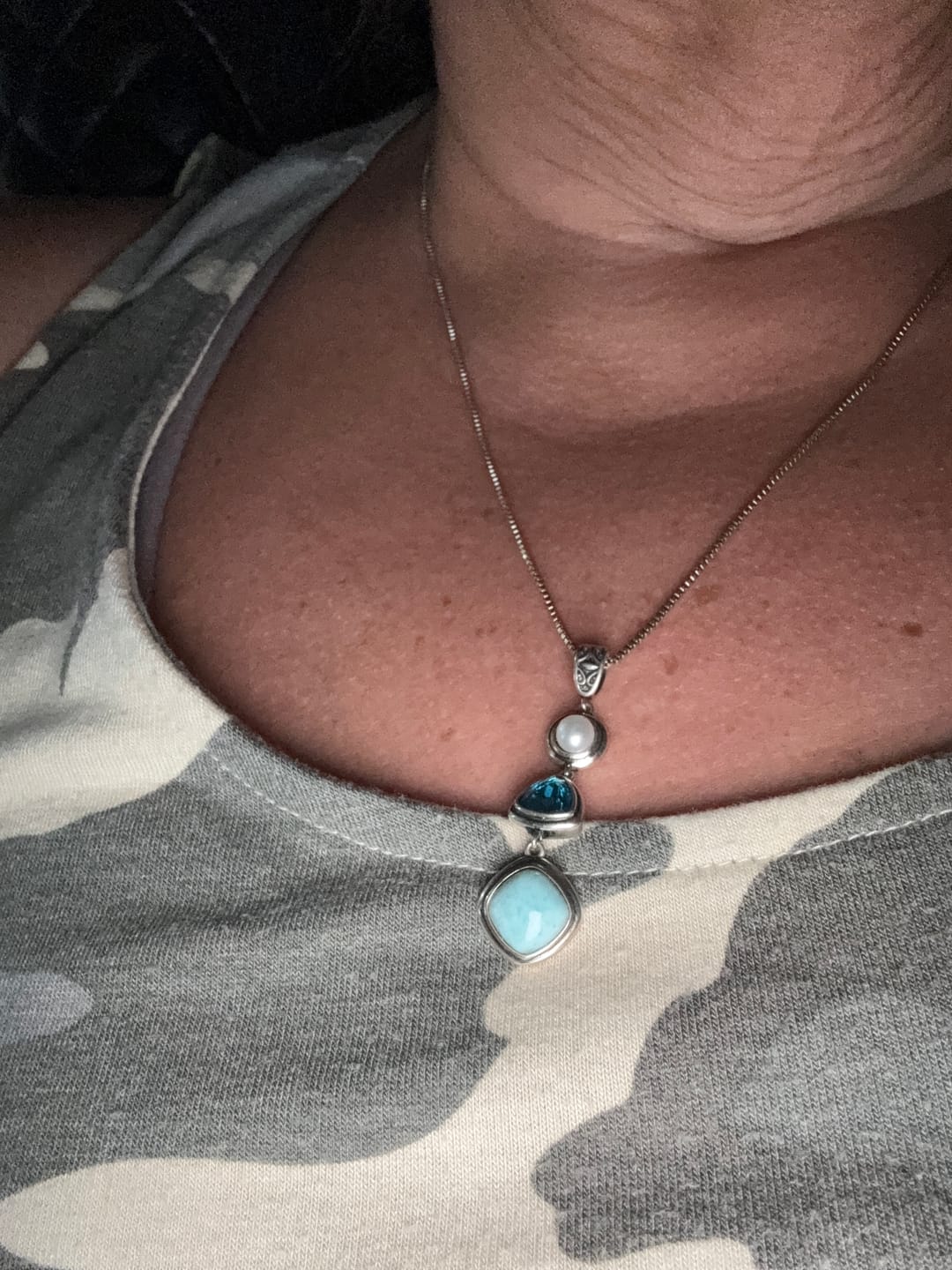 Customer photo review of Silver Larimar Necklace