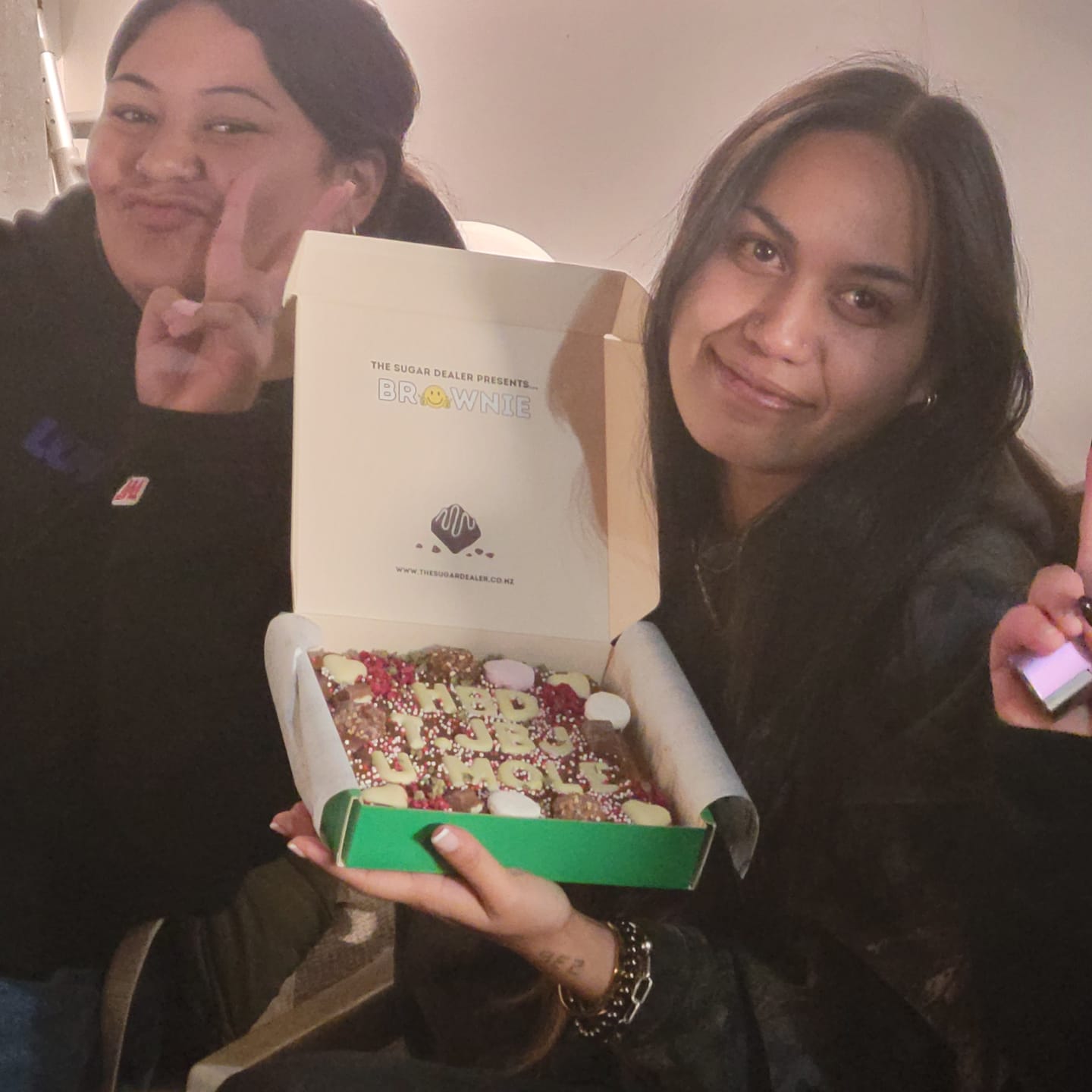 Customer photo review of Custom message heart brownie