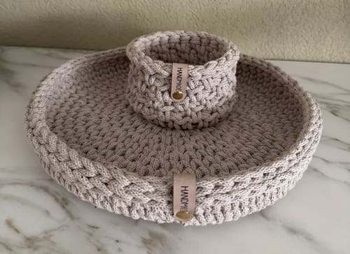 Customer photo review of Label-Set "HANDMADE" - Creme - CS0018 - für Häkelkörbe etc.