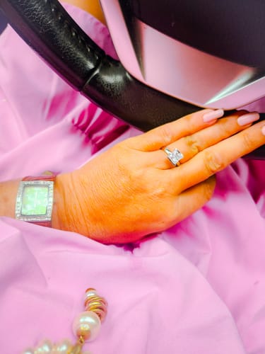 Customer photo review of Solitaire 2ct Bezel Princess CZ Ring in Sterling Silver
