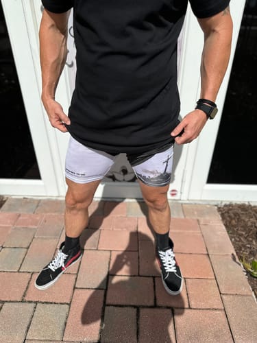 Customer photo review of John 3:16 The Cross Performance Shorts