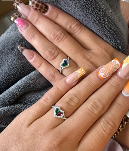 Customer photo review of Mother And Daughter Dual Teardrop Birthstone Heart Ring