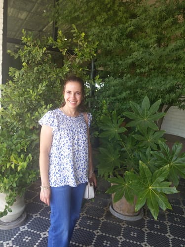 Customer photo review of Fancy Floral Smocked Top Flutter Blouse