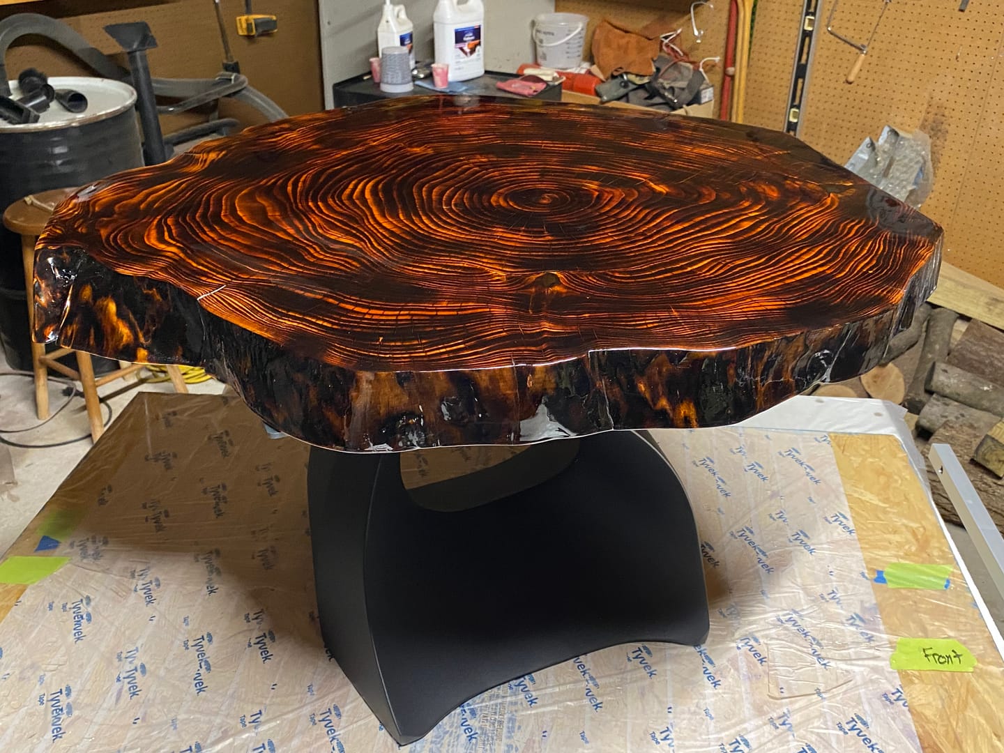 Customer photo review of Coffee Table Base 121B Tulipe 16H Metal Elegant Furniture-Big size - 17''W x 18''L / Metal / Black
