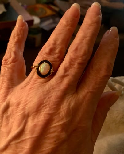 Customer photo review of Opal Birthstone Bezel-Set Ring