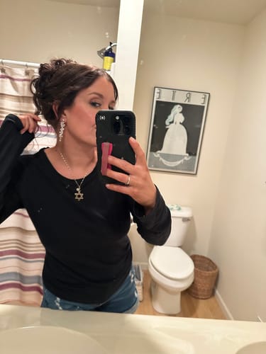 Customer photo review of Cascade Chandelier Clip On Earrings in Gold